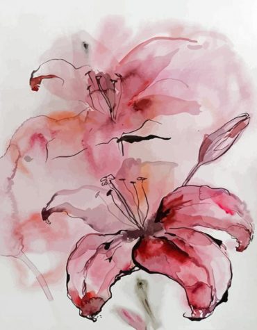 Pink Lilies Abstract Paint By Numbers
