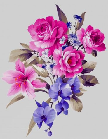 Pink and Purple Floral Paint By Numbers