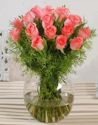 Pink Roses Glass Paint By Numbers