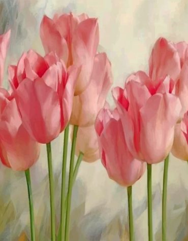 Pink Tulips Blooming Paint By Numbers