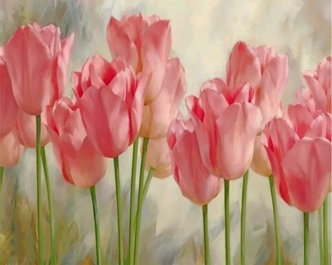 Pink Tulips Blooming Paint By Numbers