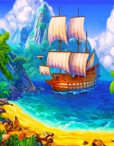 Seascape Adventure Ship Paint By Numbers