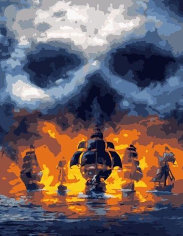 Majestic Pirate Ships at Sea Paint By Numbers