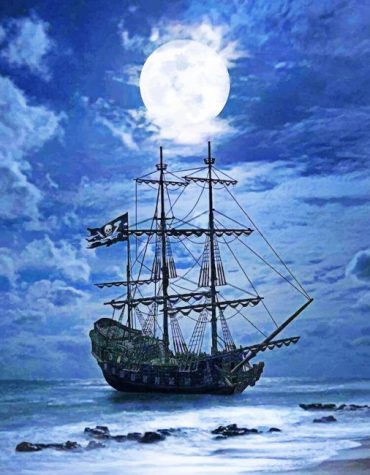 Pirate Ship Under Moonlight Paint By Numbers