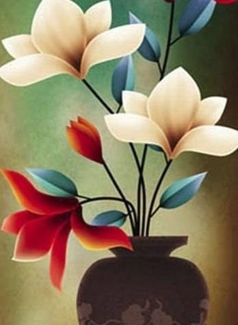 Artificial Flowers Painted Picture Paint By Numbers