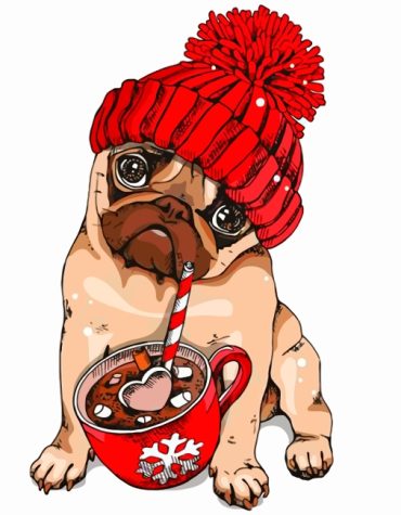 Pug Dog Enjoying Coffee Paint By Numbers