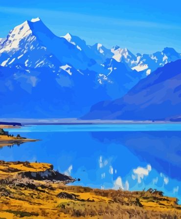 Majestic Pukaki Lake Landscape Paint By Numbers