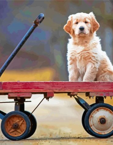 Puppy in Wagon Adventure Paint By Numbers
