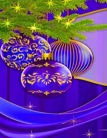 Purple Christmas Ornaments Paint By Numbers