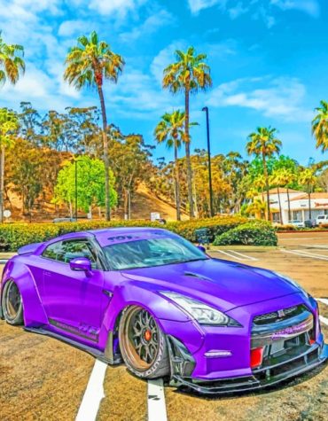 Purple Nissan GTR Sports Car Paint By Numbers