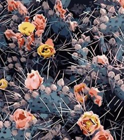 Purple Cactus Flower Paint By Numbers