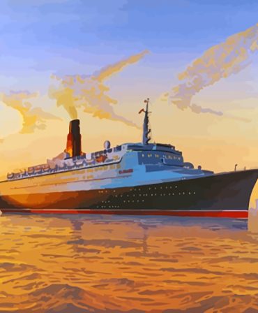 Queen Elizabeth 2 Ocean Sunset Paint By Numbers