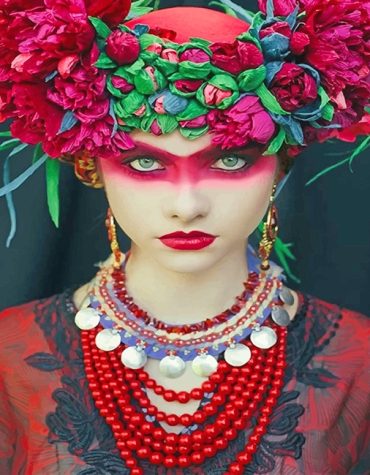 Red Queen Flower Crown Paint By Numbers
