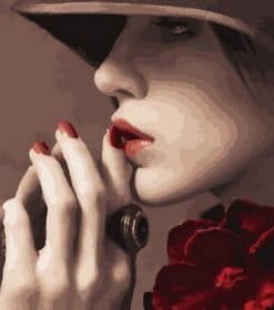 Elegant Woman with Red Hat Paint By Numbers