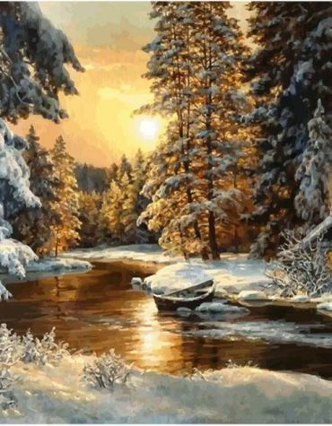 Winter Sunset Forest Paint By Numbers