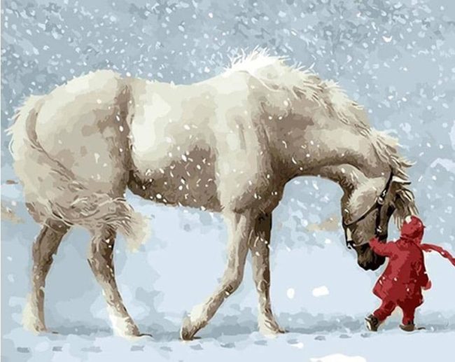 Horse in Winter Wonderland Paint By Numbers