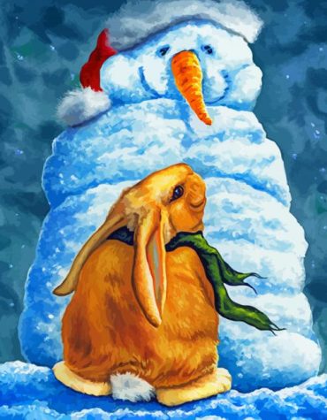 Rabbit and Snowman Paint By Numbers