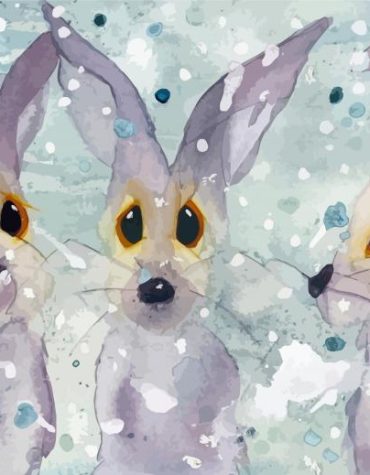 Rabbits in Winter Wonderland Paint By Numbers