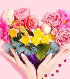 Pink Floral Heart Paint By Numbers