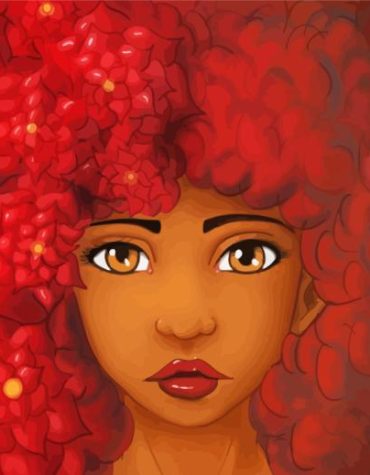 Red Afro Girl Paint By Numbers