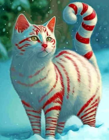 Red Cat Winter Scene Paint By Numbers