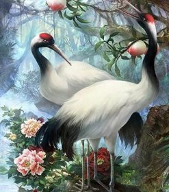Red Crowned Crane Birds Paint By Numbers