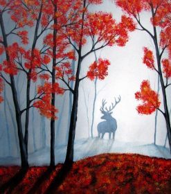 Red Forest Landscape Paint By Numbers