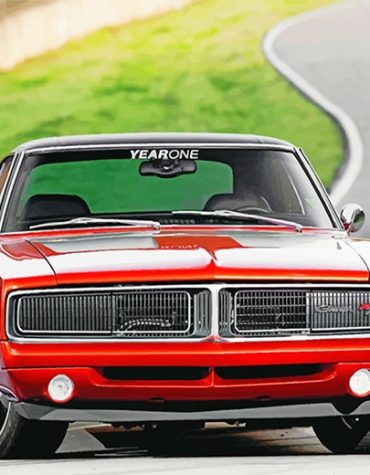 Red Dodge Charger Muscle Car Paint By Numbers