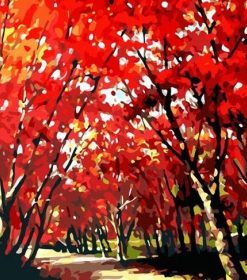 Red Flowering Tree Paint By Numbers