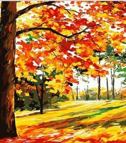 Red Forest Landscape Paint By Numbers