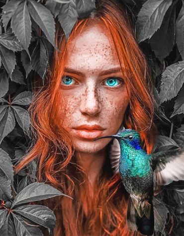 Ginger Girl with Bird Paint By Numbers
