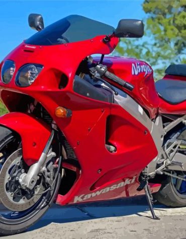 Red Kawasaki Ninja Motorcycle Paint By Numbers