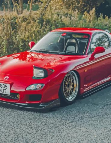 Red Mazda RX7 Enthusiast Paint By Numbers