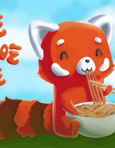 Red Panda Eating Noodles Paint By Numbers
