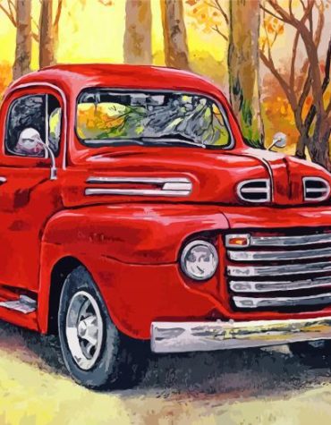 Red Pickup Truck Adventure Paint By Numbers