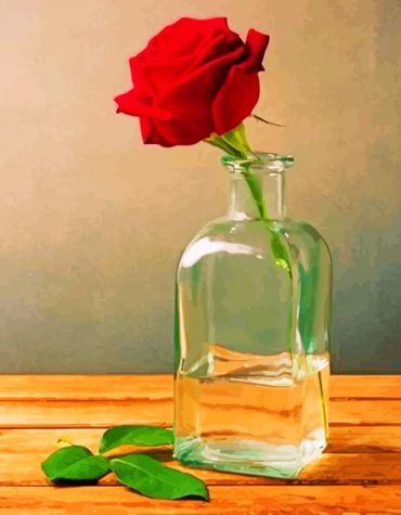 Red Rose in Jar Floral Paint By Numbers