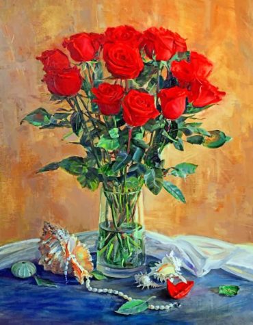 Red Roses in Vase Paint By Numbers