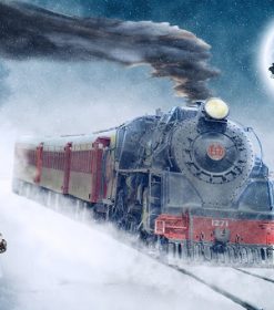 Red Train in Snow Paint By Numbers