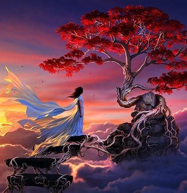 Red Tree Sky Landscape Paint By Numbers