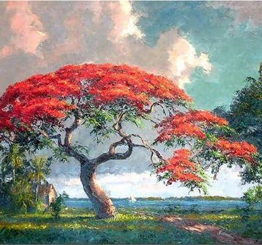 Red Tree Landscape Paint By Numbers