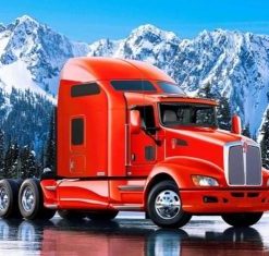 Red Truck Winter Scene Paint By Numbers