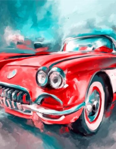 Red Vintage Car Collectible Paint By Numbers