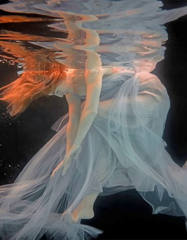 Redhead in White Dress Swimming Paint By Numbers