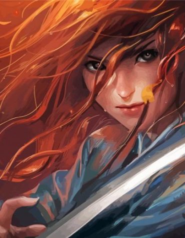 Redhead Female Warrior Paint By Numbers