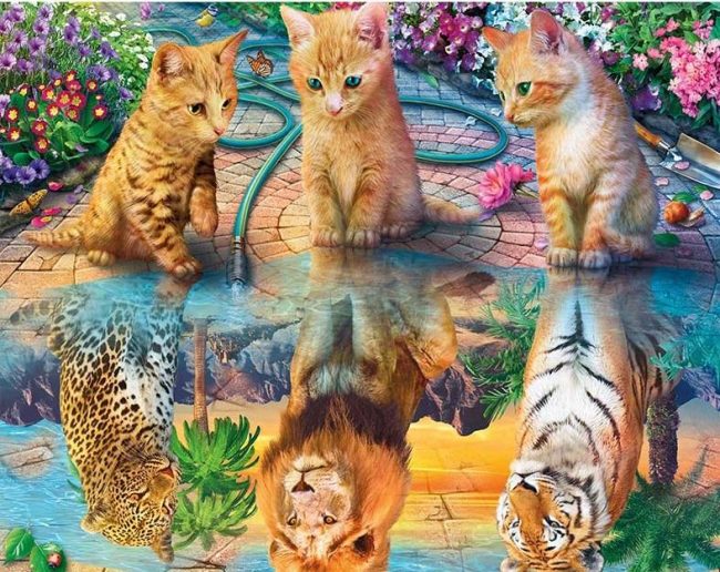 Big Cats Reflection Paint By Numbers