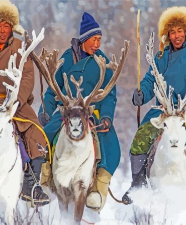 Reindeer People Illustration Paint By Numbers