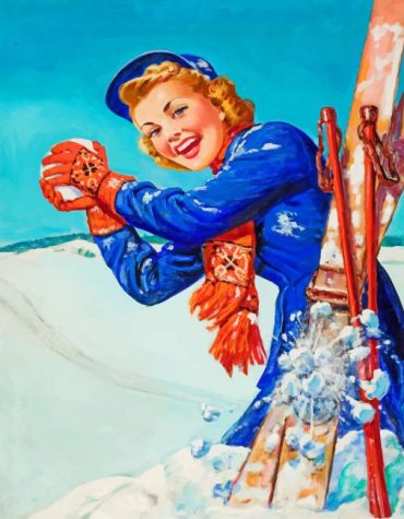 Retro Skiing Woman Paint By Numbers