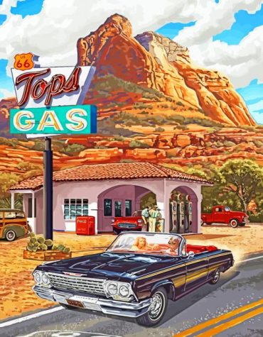 Vintage Cars Route 66 Paint By Numbers