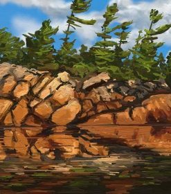 Rocky Shore Landscape Paint By Numbers