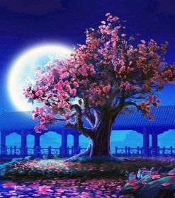 Moonlit Romantic Landscape Paint By Numbers
